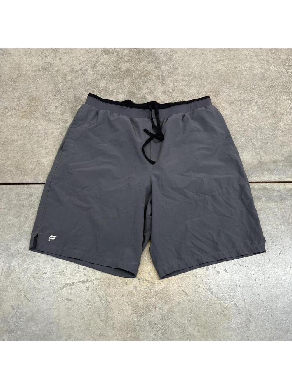 fabletics grey small logo gym shorts size xl